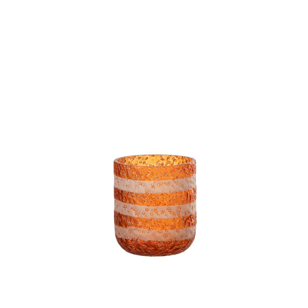 J-Line Photophores Rayés -Verre -Orange et Blanc 