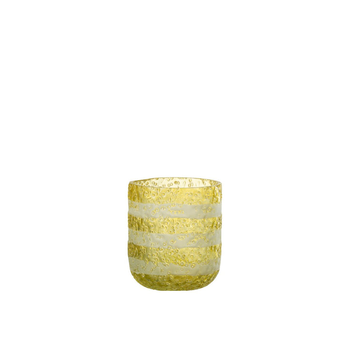 J-Line Photophores Rayés – Verre – Jaune et Blanc 