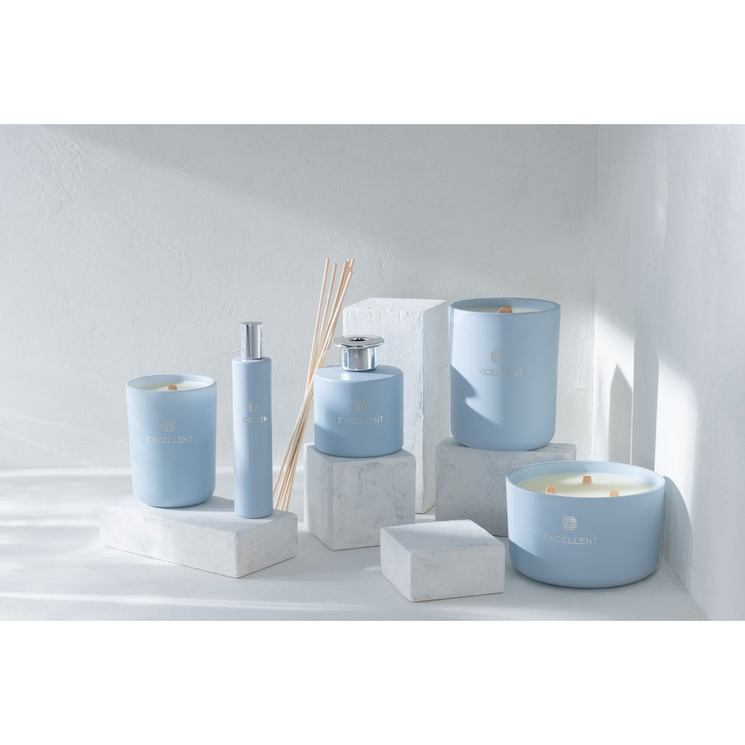 J-Line geurkaars Excellent - glas - lichtblauw 