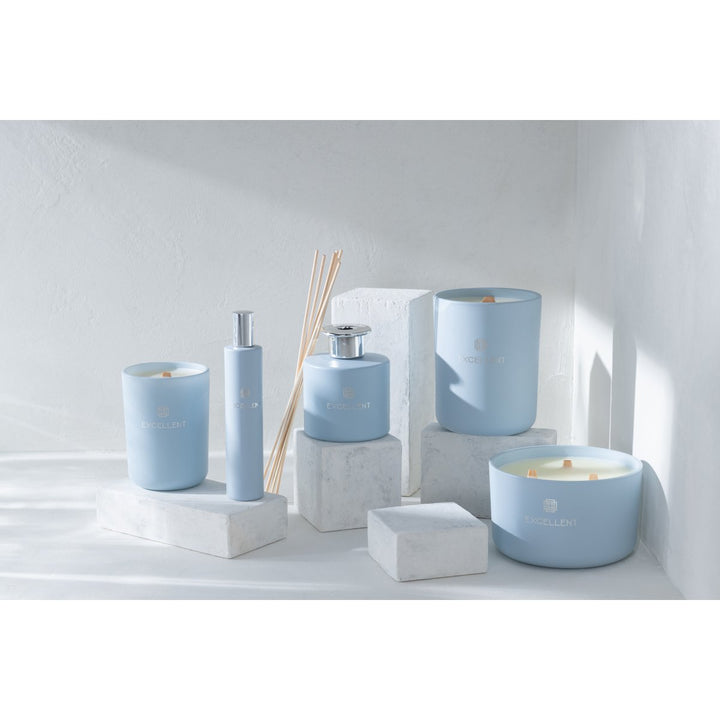J-Line geurkaars Excellent - glas - lichtblauw 
