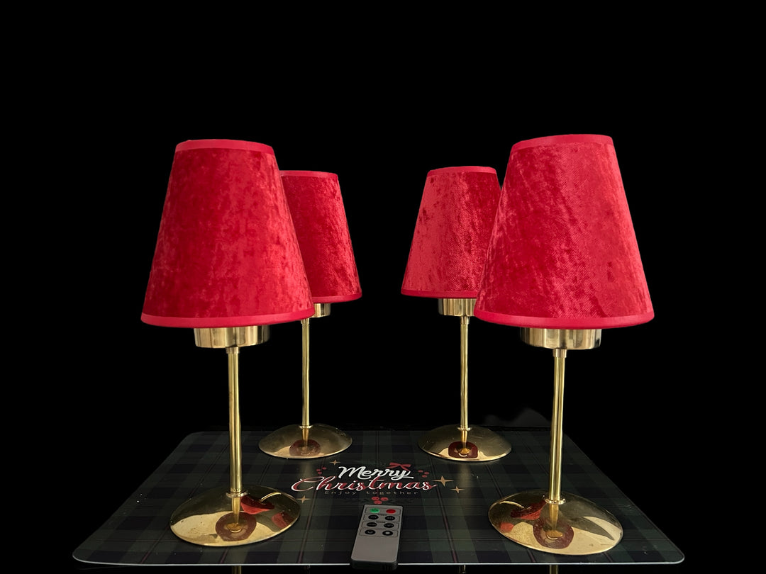 LAMPES SANS FIL RECHEARGEABLE AVEC ABAT JOUR VELOUR ROUGE