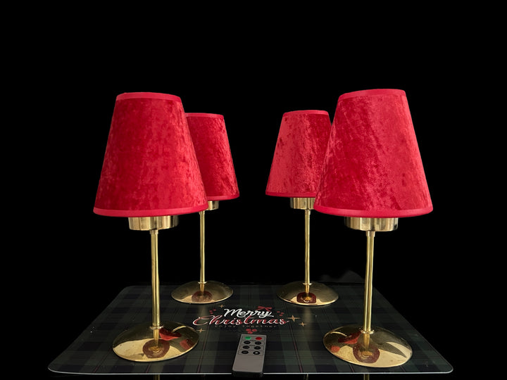 LAMPES SANS FIL RECHEARGEABLE AVEC ABAT JOUR VELOUR ROUGE