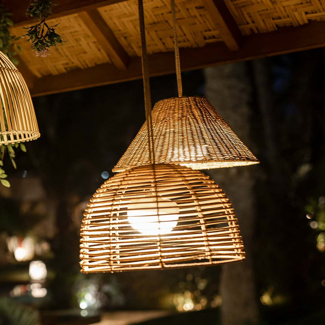 BOSSA | Rattan Hanging Lamp met oplaadbare lichtbron en afstandsbediening