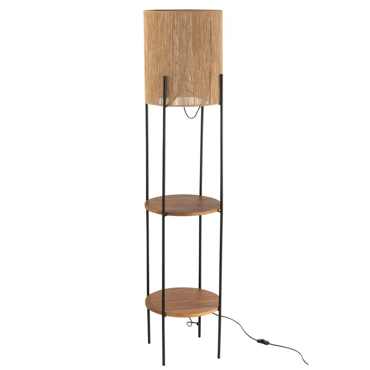 Lampadaire en Fer et Bois de Manguier Naturel-Noir