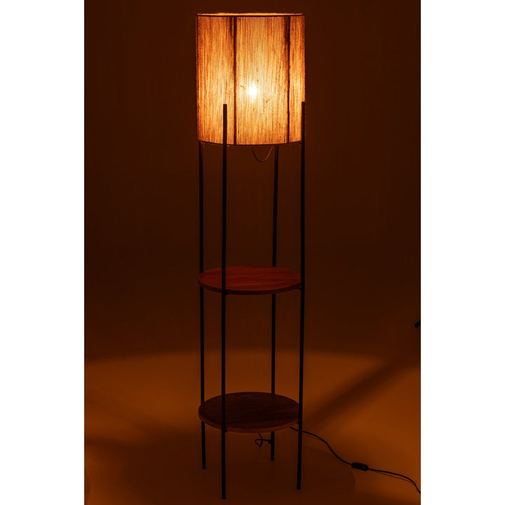 Lampadaire en Fer et Bois de Manguier Naturel/Noir 1