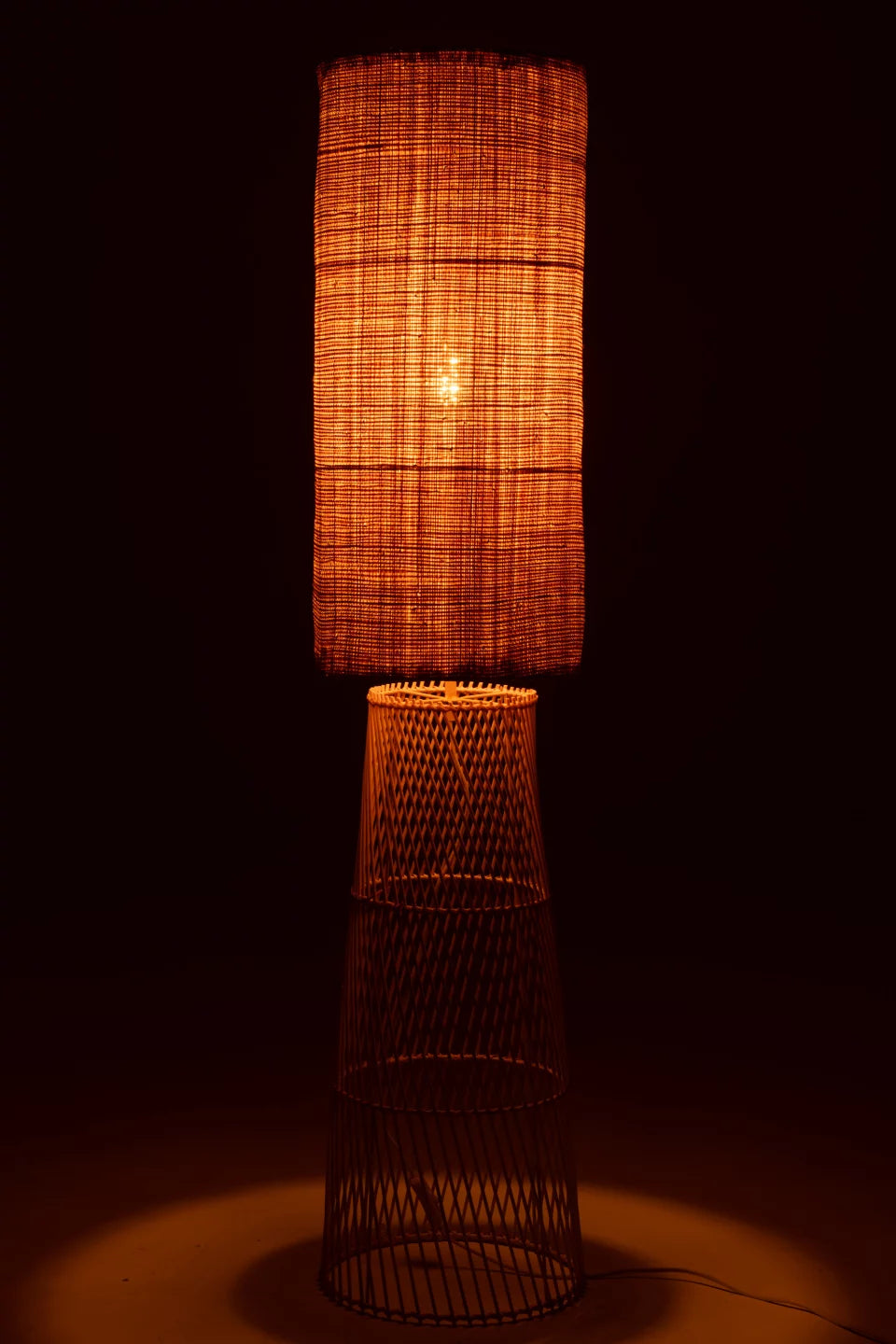 Lampadaire en bambou naturel avec abat-jour chambre Lin