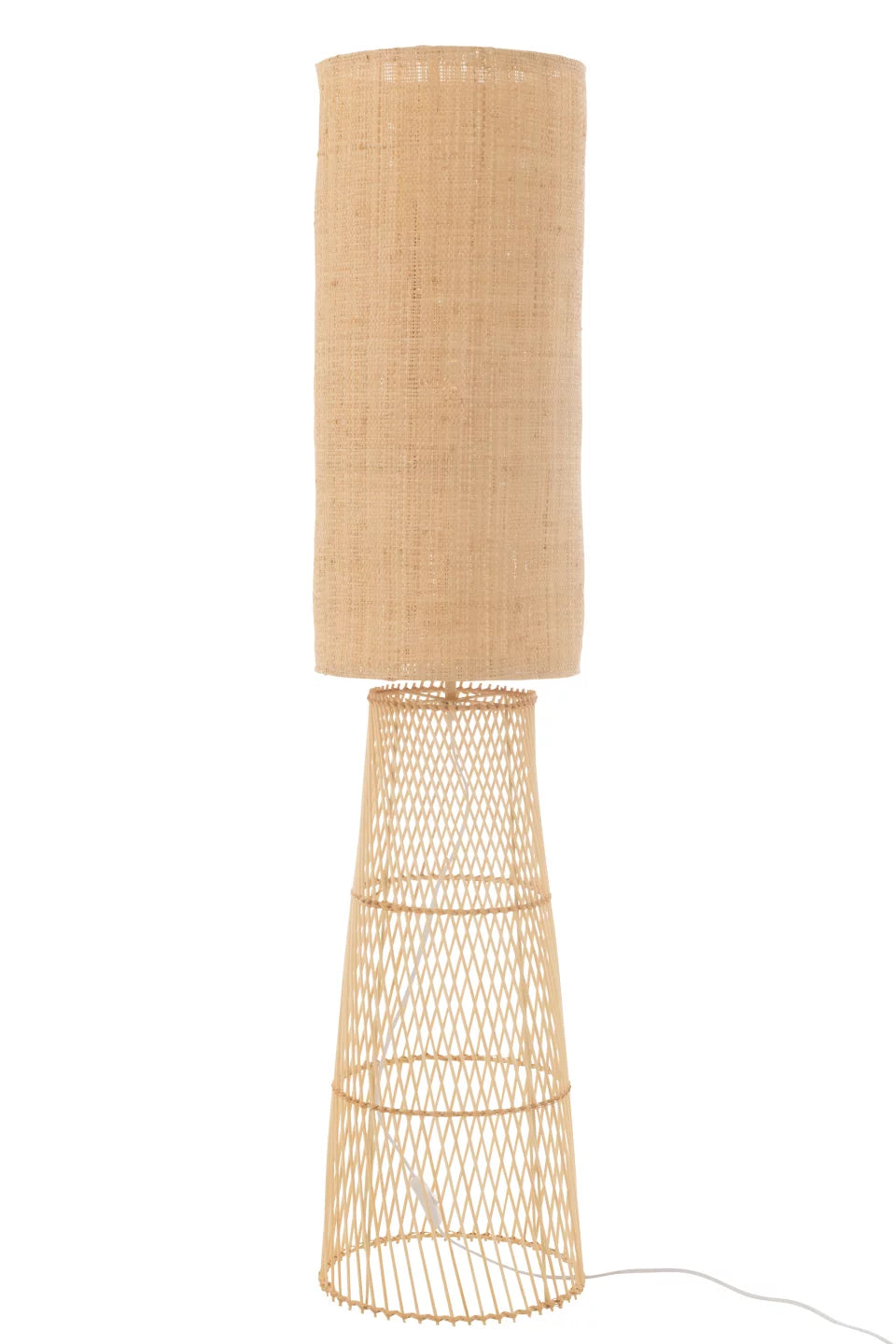 Lampadaire en bambou naturel avec abat-jour chambre Lin