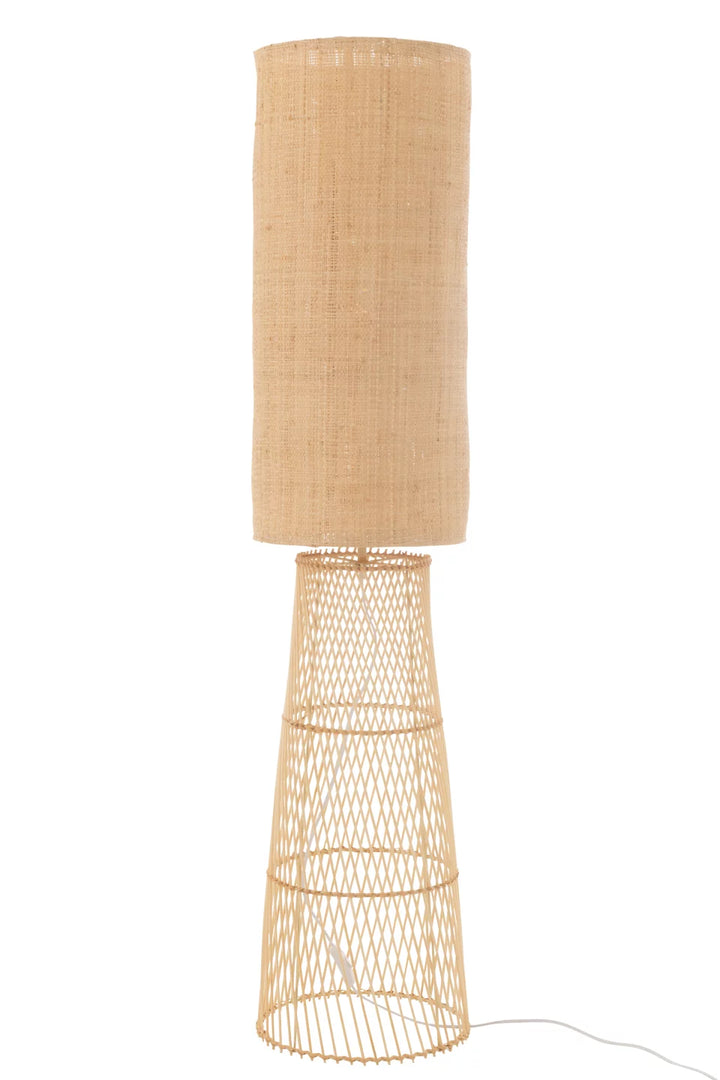Lampadaire en bambou naturel avec abat-jour chambre Lin