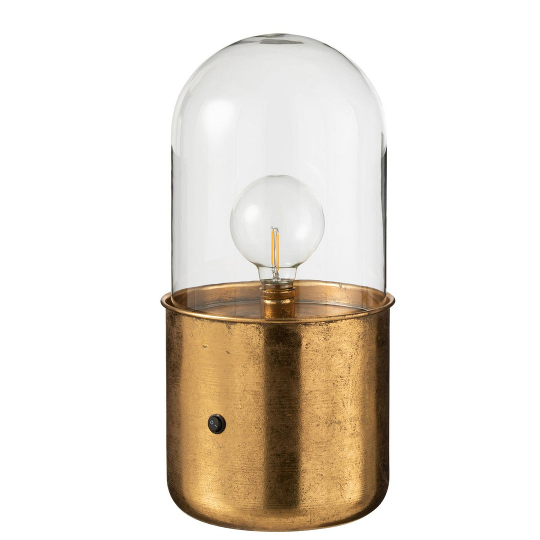 Lampe Antique Led Verre/Zinc Or