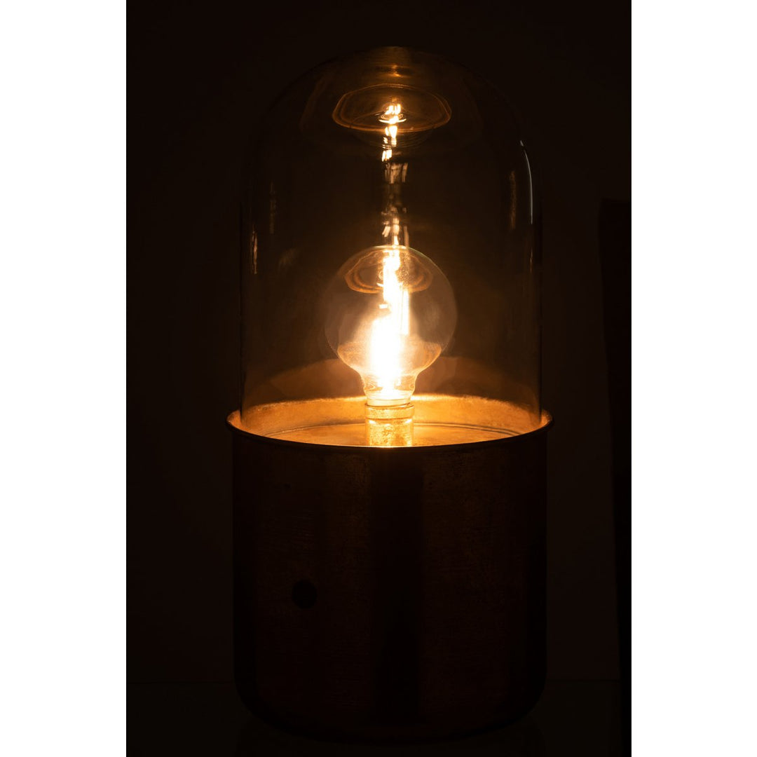 Lampe Antique Led Verre/Zinc dore