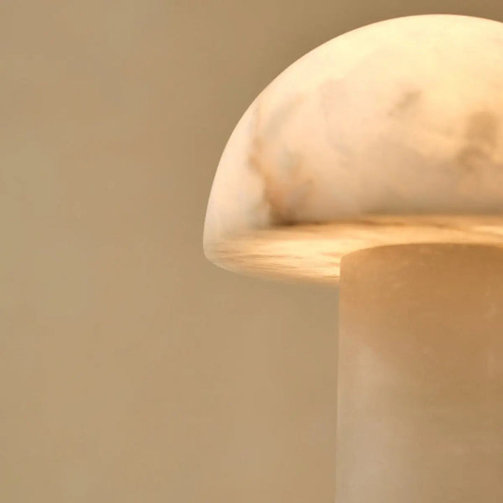 Lampe Champignon et abat jour Albâtre naturel