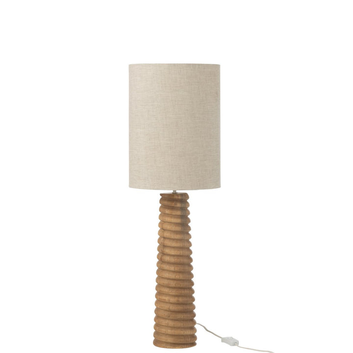 Lampe Filetage en Bois d’Ailanthus Naturel avec  Abat-jour 