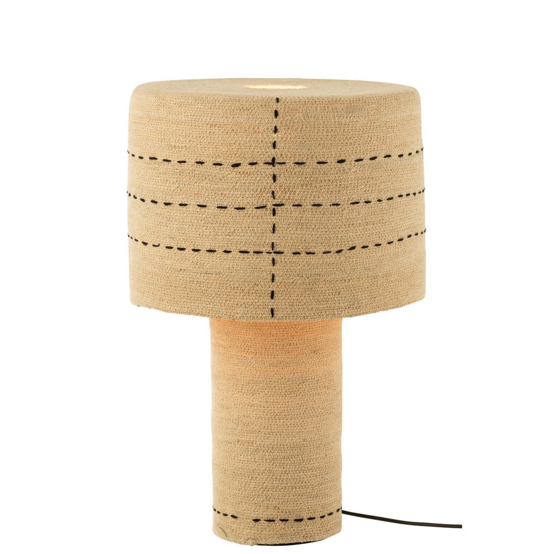 Lampe à Pointillés et Lignes en Jonc de Mer Naturel et Noir