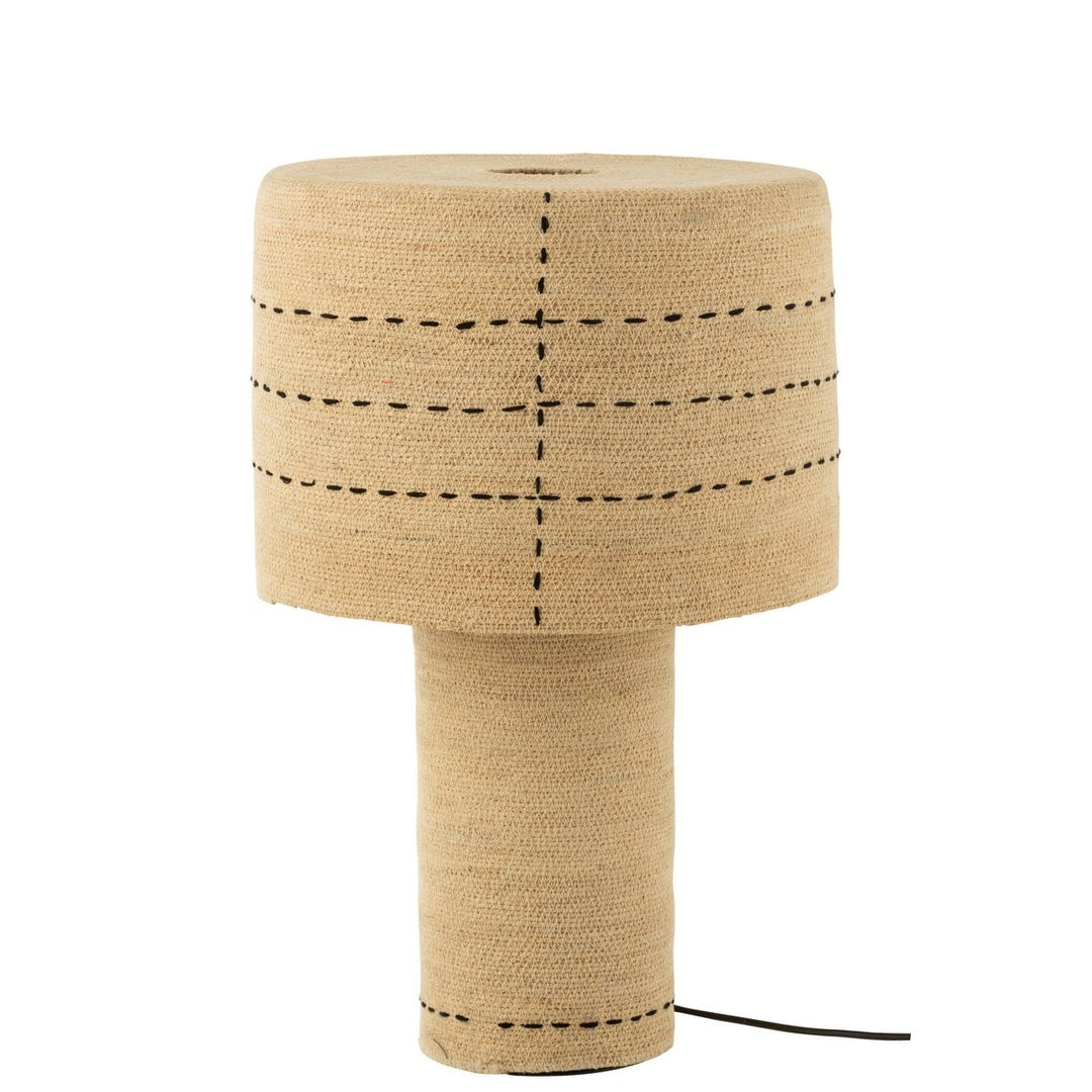Lampe à Pointillés et Lignes en Jonc de Mer Naturel et Noir zen