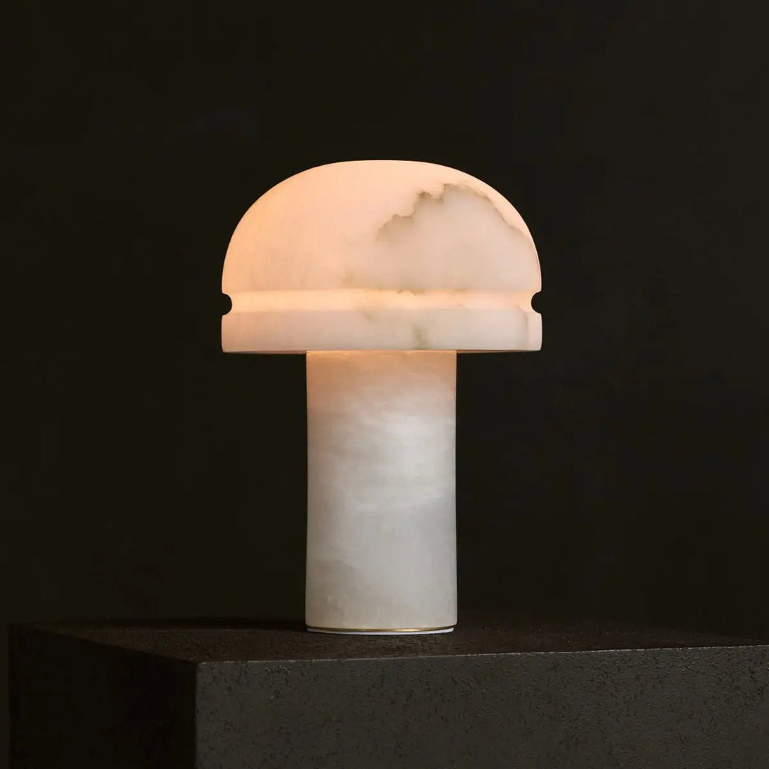Lampe avec abat-jour dome en  Albâtre naturel