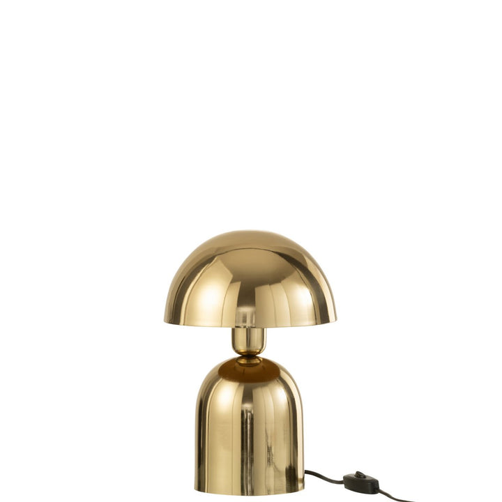 Lampe champignon en métal brillant doré