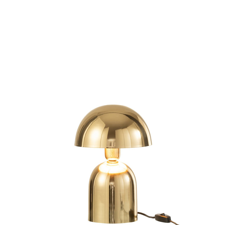 Lampe champignon en métal brillant doré deco