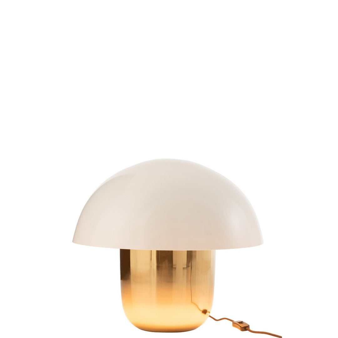 Lampe de Table Champignon de lampe - Fer - blanc / or - Hauteur 45 cm