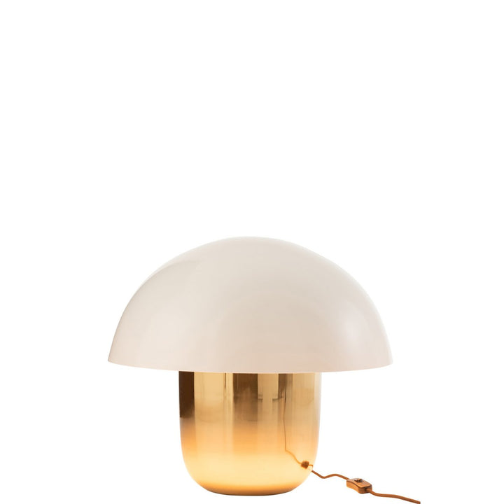 Lampe de Table Champignon de lampe - Fer - blanc / or - Hauteur 45 cm