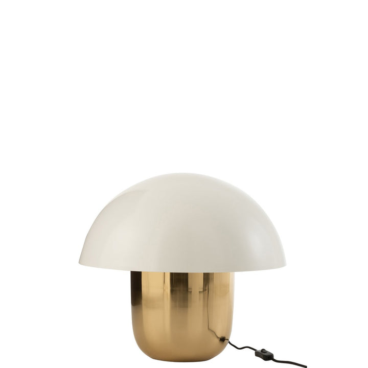 Lampe de Table Champignon de lampe - Fer - blanc / or - Hauteur 45 cm
