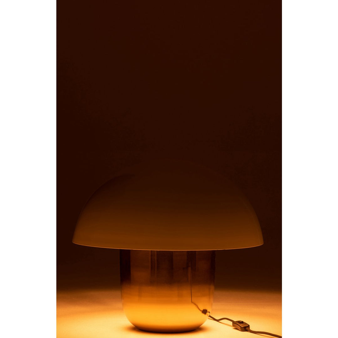 Lampe de Table Champignon de lampe - Fer - blanc / or - Hauteur 45 cm