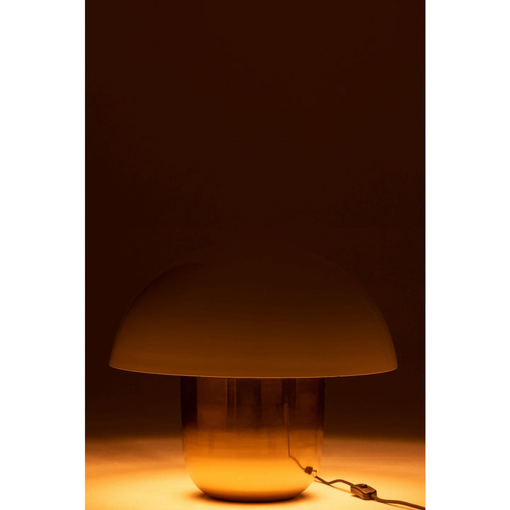 Lampe de Table Champignon de lampe - Fer - blanc / or - Hauteur 45 cm