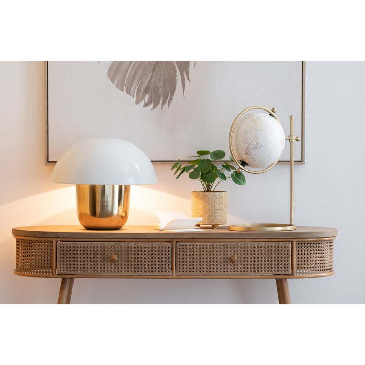 Lampe de Table Champignon de lampe - Fer - blanc / or - Hauteur 45 cm