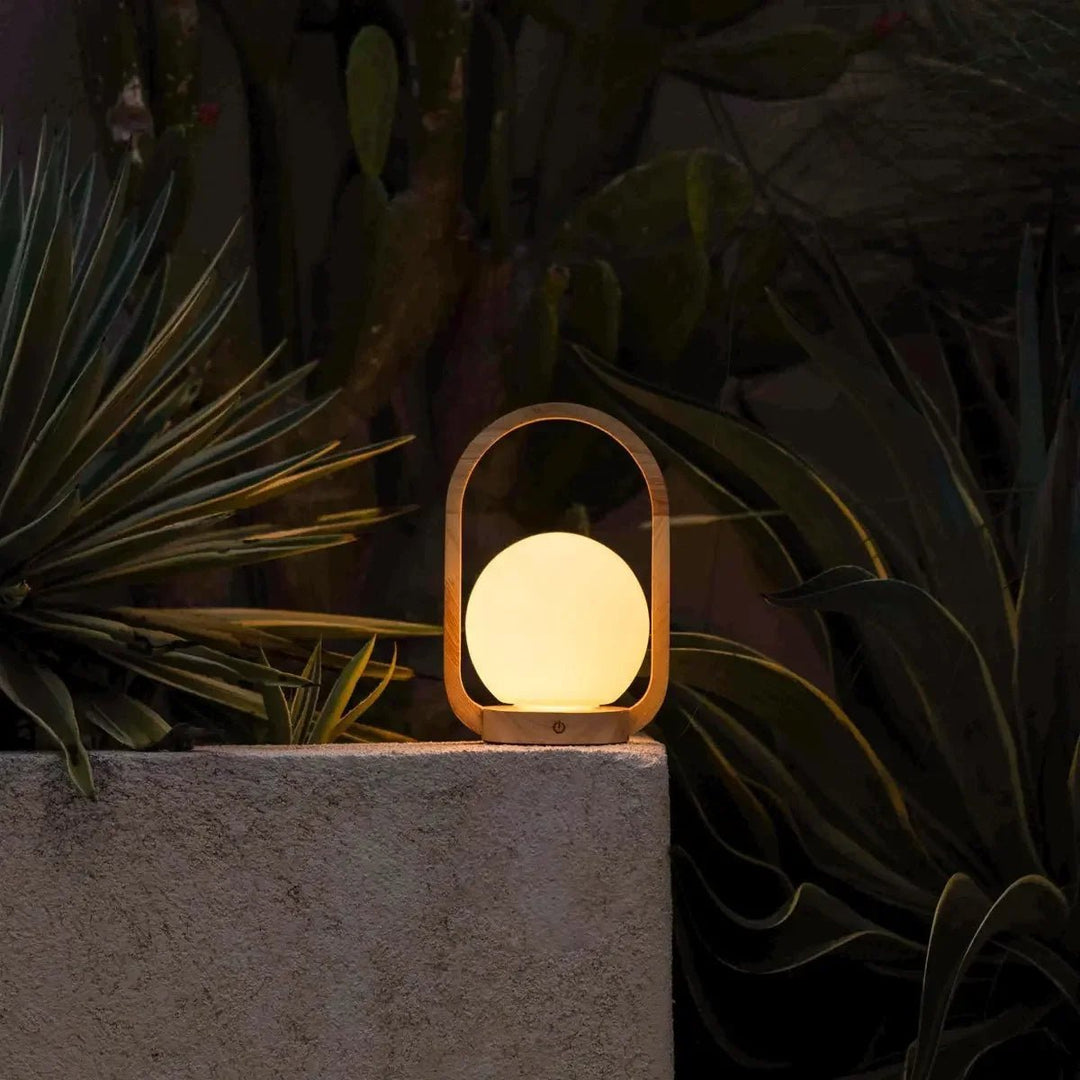 Lampe de Table Sans Fil enBois Clair & Verre Mat 4