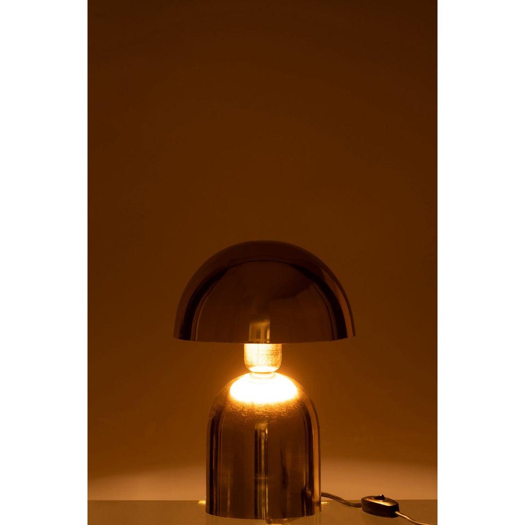 Lampe de chevet champignon en métal brillant doré