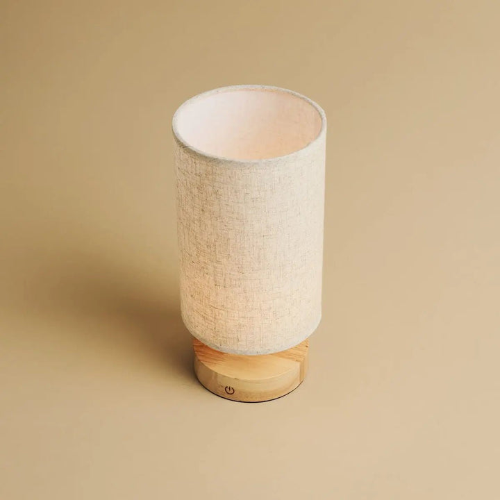 Lampe de table Ben en bois clair avec abat-jour tissu  rechargheables 2