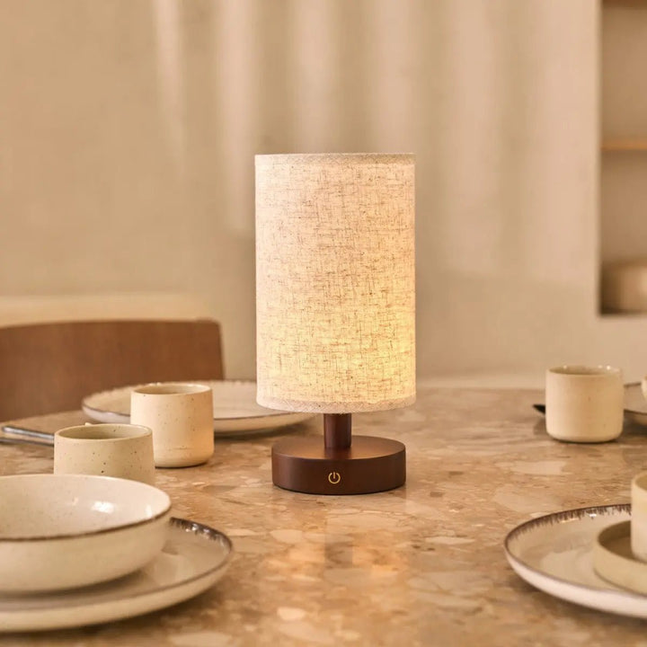 Lampe de table en bois brun foncé - rechargeable 11