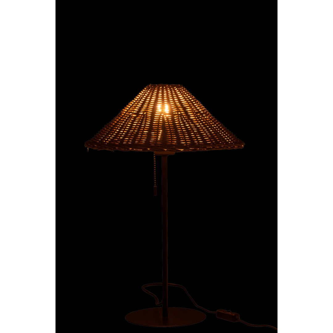 Lampe de table en métal/rotin  avec noir/naturel
