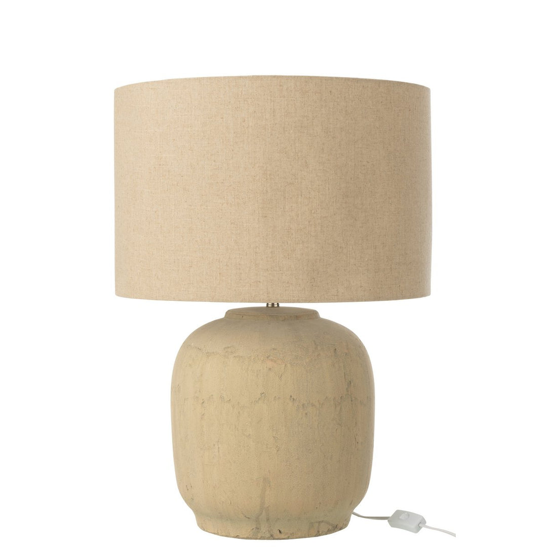 Lampe de table large en terre cuite beige