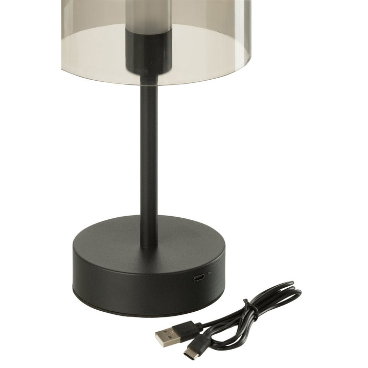 Lampe de table rechargeable Woa en métal noir avec USB