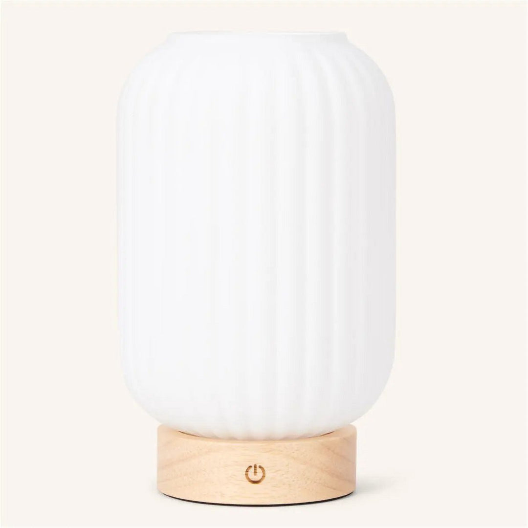 Lampe rechargeable en Verre dépoli; base en bois | Dimmable 