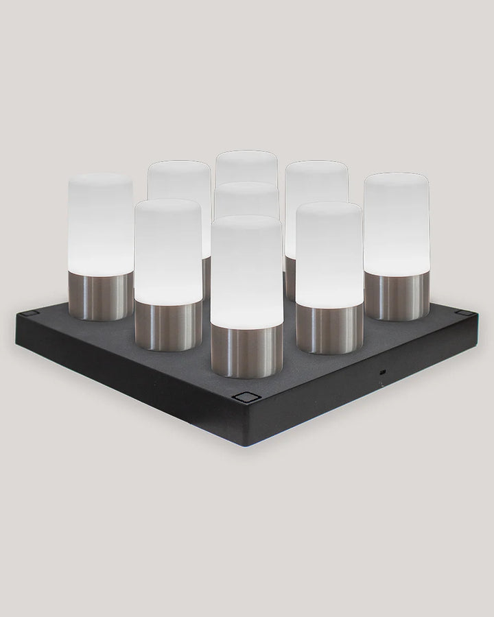 Set MAIA Gris – 9 lampes de table rechargeables sans fil + station de charge