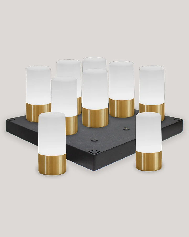 Set MAIA Doré– 9 lampes de table rechargeables sans fil + station de charge