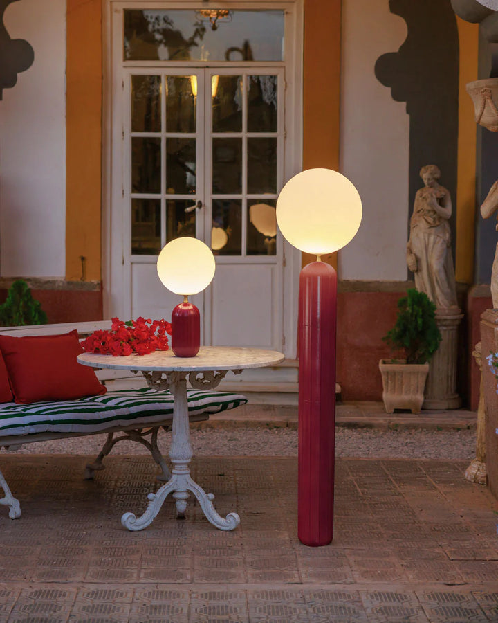 Lampadaire monica bordeaux pour exterieur solaire et rechargeable