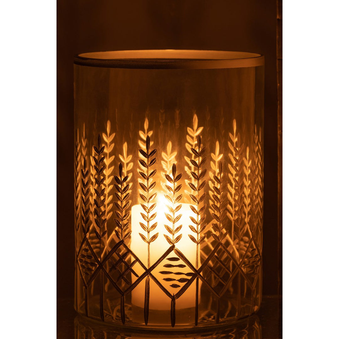 PHOTOPHORES VERRE GRAVE MOTIF FLORAL