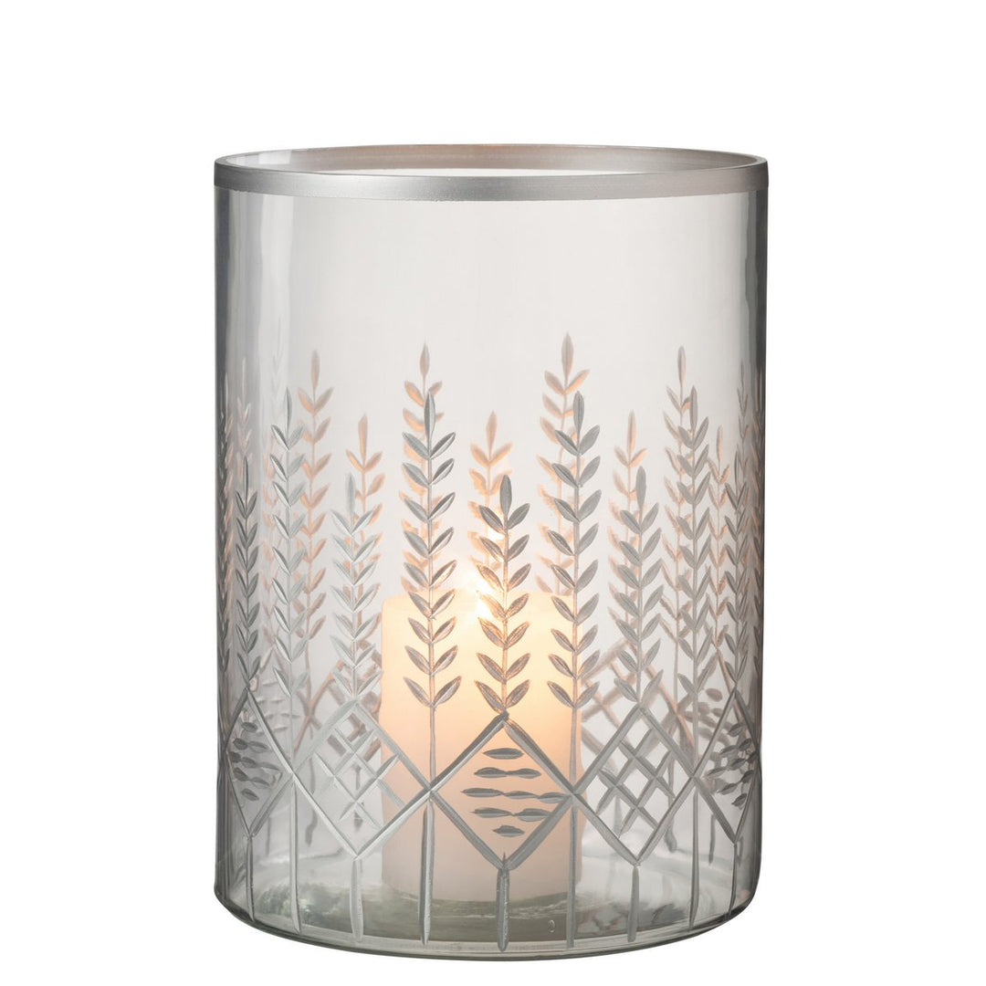 PHOTOPHORE EN VERRE GRAVE MOTIF FLORAL