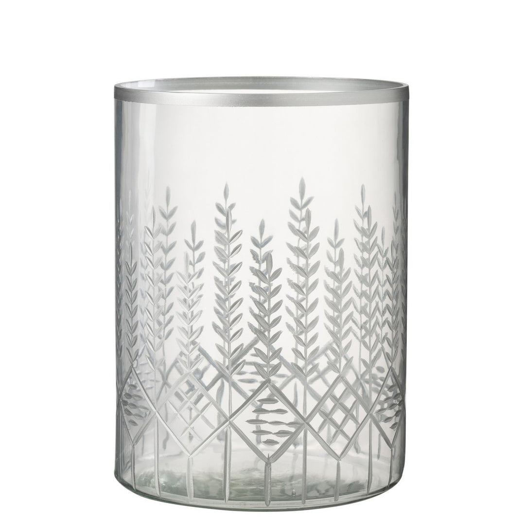 PHOTOPHORE VERRE GRAVE MOTIF FLORAL