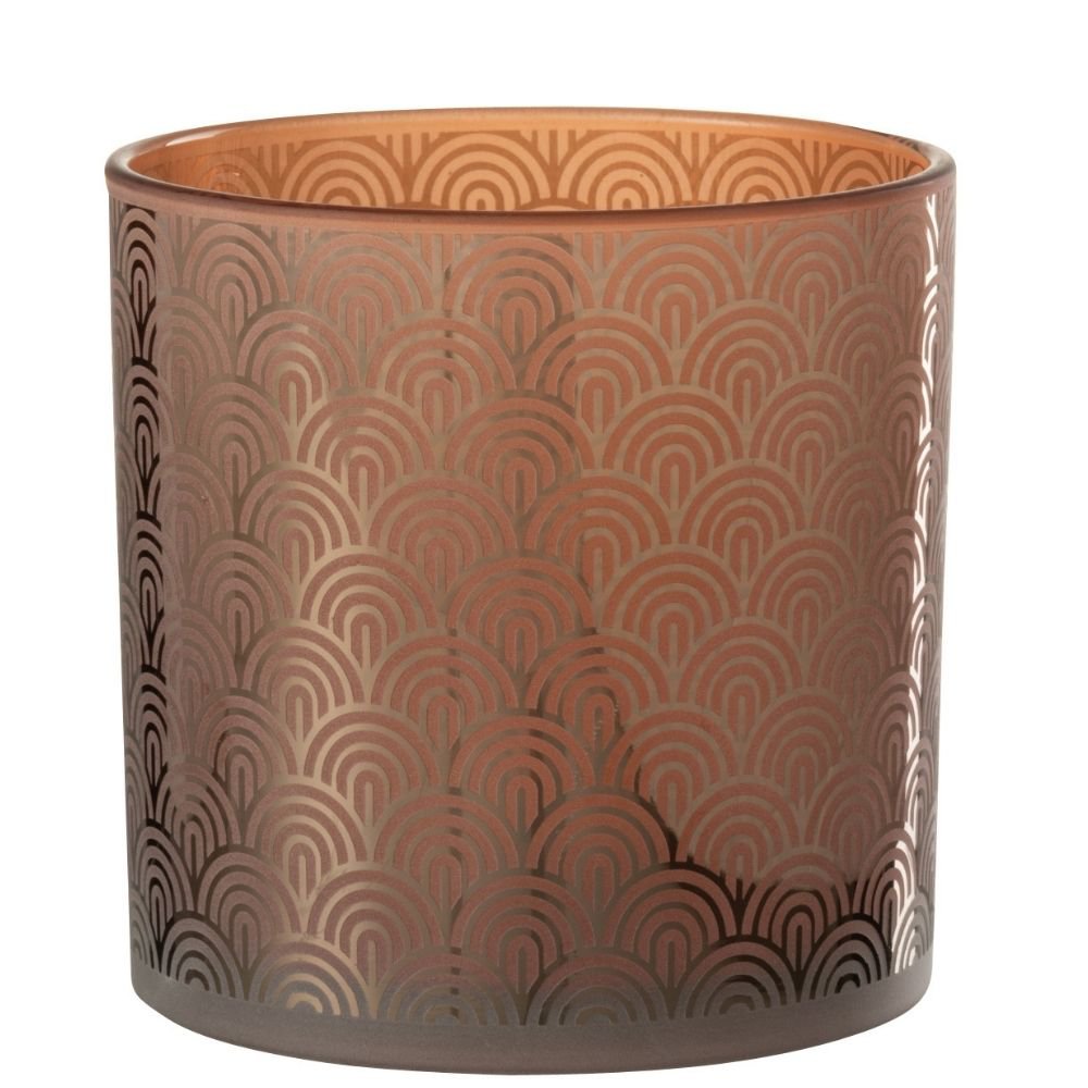 Photophore Arc Verre Orange Style Art Déco H 15 cm