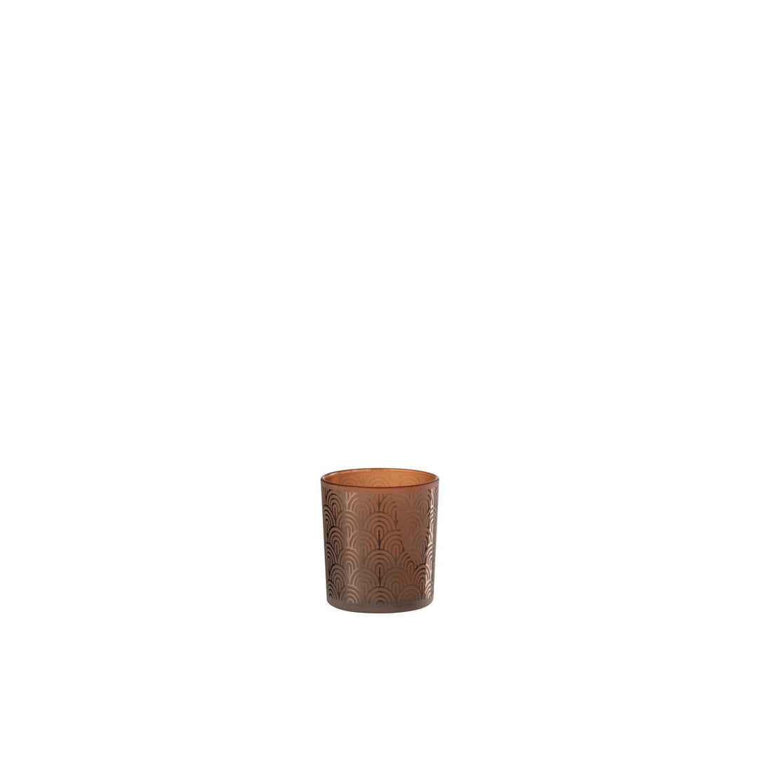 Photophore Arc Verre Orange Style Art Déco H 8 cm