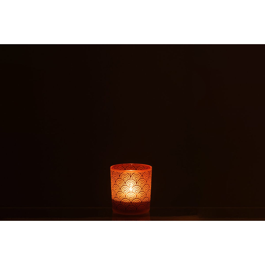 Photophore Arc Verre Orange Style Art Déco  bougie