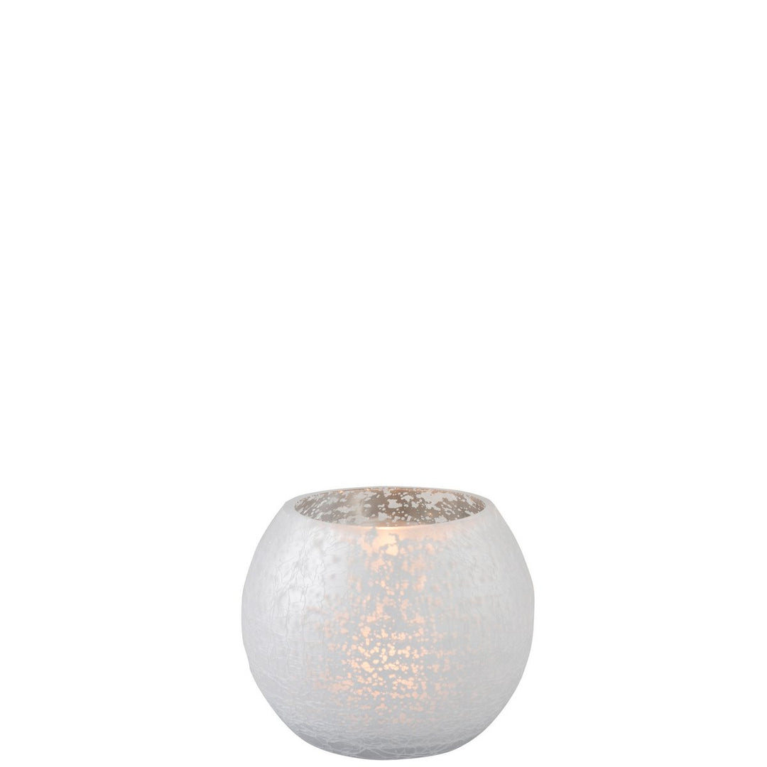 Photophore Boule Verre Mat/Brillant Argent