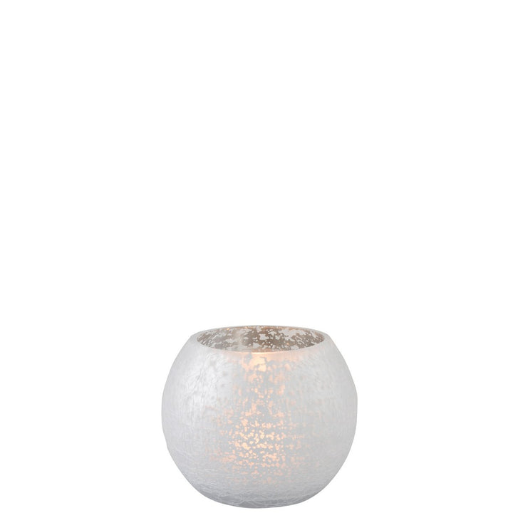 Photophore Boule Verre Mat/Brillant Argent