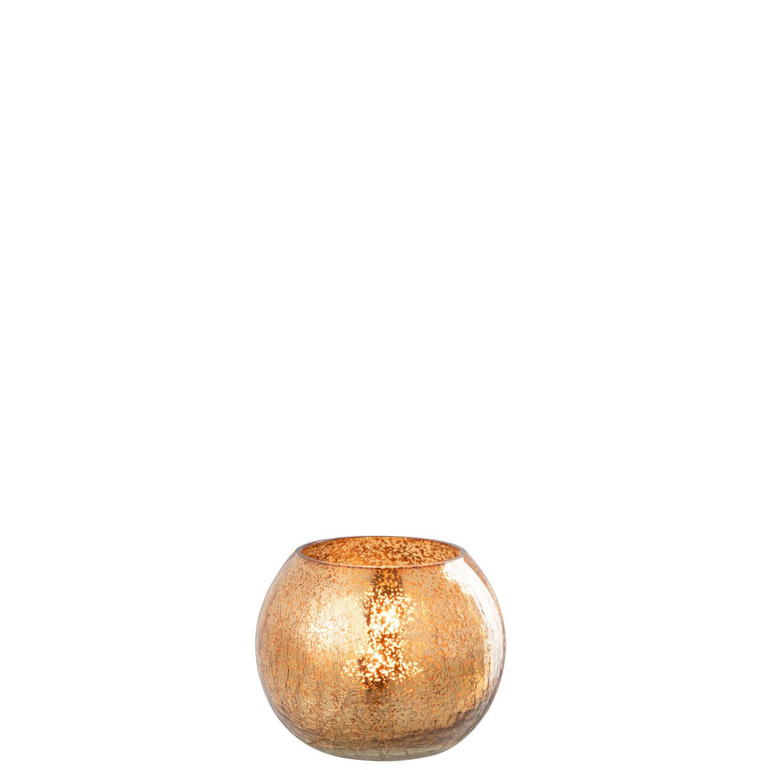Photophore Boule Craquelée Verre Doré Foncé 