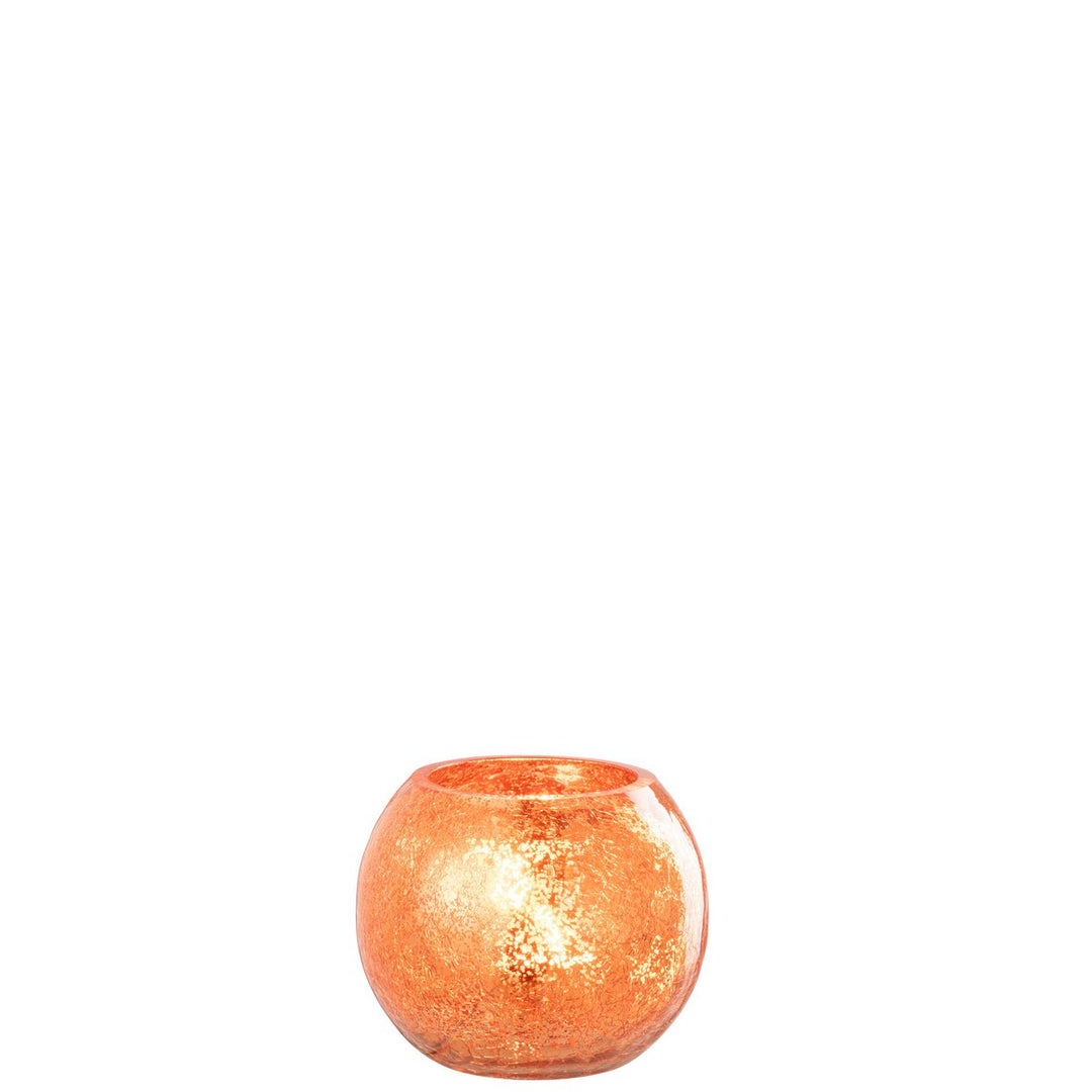 Photophore Boule Craquelée Verre Orange