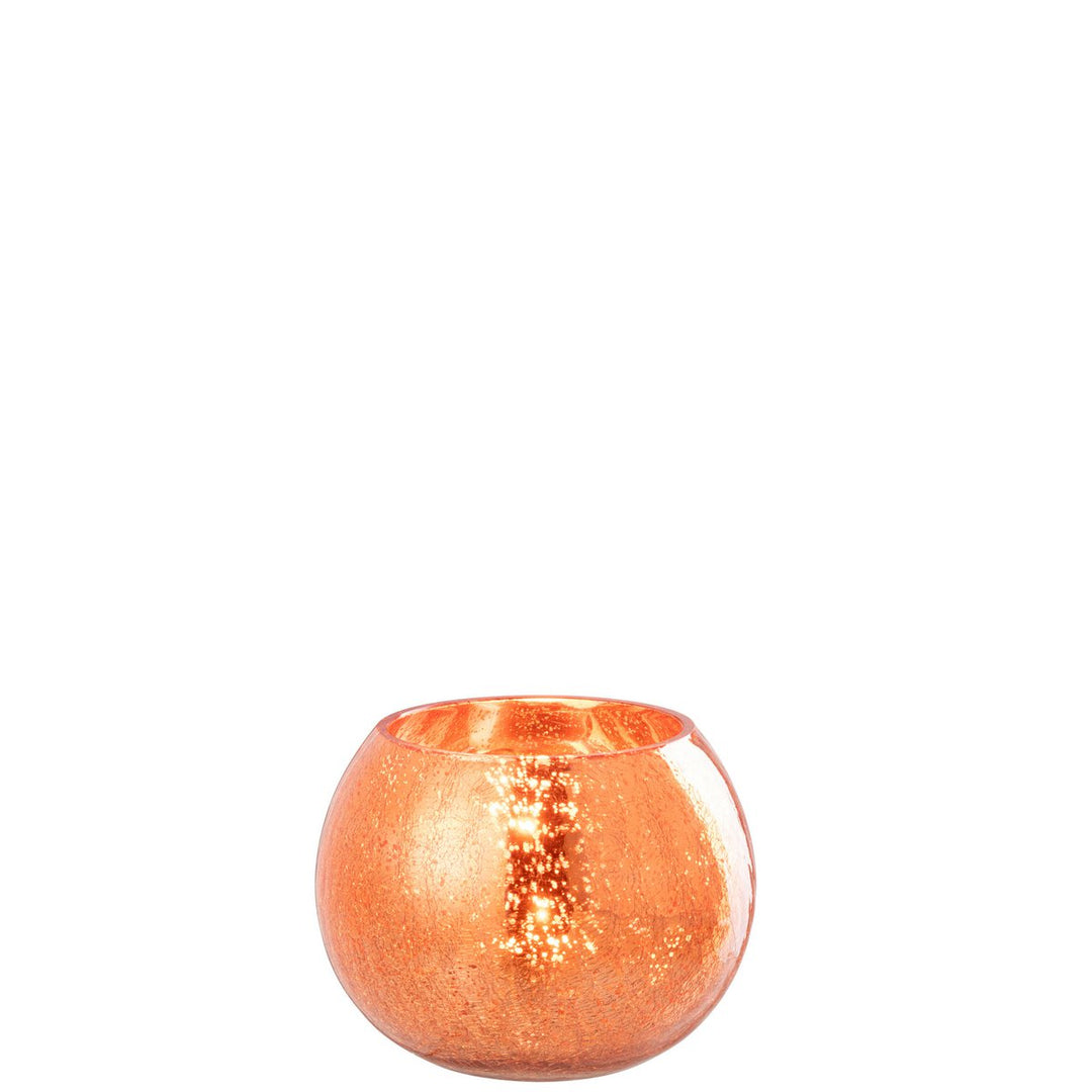 Photophore Boule Craquelée Verre Orange Large 1