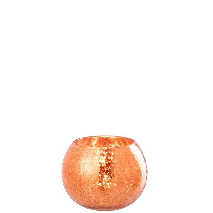 Photophore Boule Craquelée Verre Orange Large 1